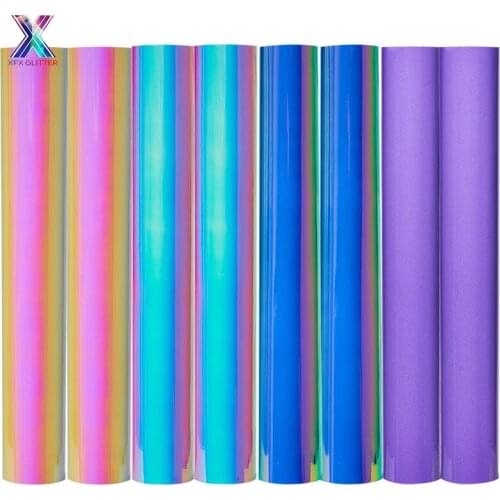 XFX HTV 10pcs 30.5*30.5cm Holographic Cup Stickers Decorative Film Sticky Vinyl Rainbow Film Adhesive Vinyl HTV Vinyl Stickers