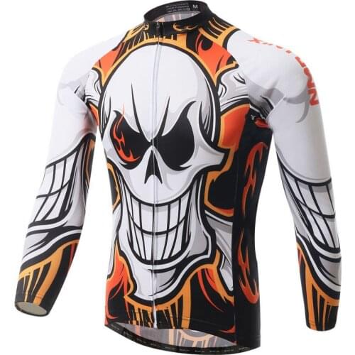Xintown Autumn Long Sleeve Cycling Jersey Skull Ropa Maillot Ciclismo Quick Dry Bicycle Cycling Clothing mtb Bike Jersey Clothes