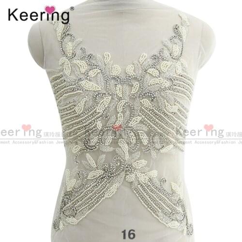 Hand-made bridal rhinestone bodice applique Dress Patch For Wedding Dress WDP-259