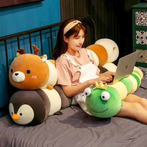1pc 120/150CM Cartoon Penguin Frog Deer Plush Toys Stuffed Soft Animal Doll Long Sleeping Pillow for Children Kids Birthday Gift