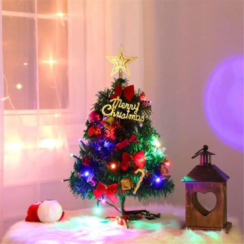 1Pcs Artificial Tabletop Ornaments Decor Small Mini Christmas Tree With LED Lights 50 CM