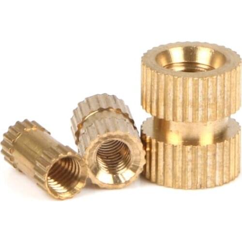 100pcs Inserts Nuts M2 M2.5 M3 Brass Hole Through Knurl Nut Embedded Fastener Spacing Nuts