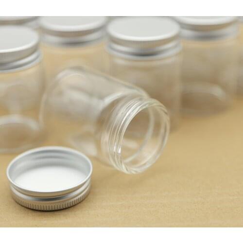 12 Pieces 47*60mm 60ml Small Glass Bottle vial Glass jars Silver Screw Cap mini Jars Storage Transparent jars empty bottles