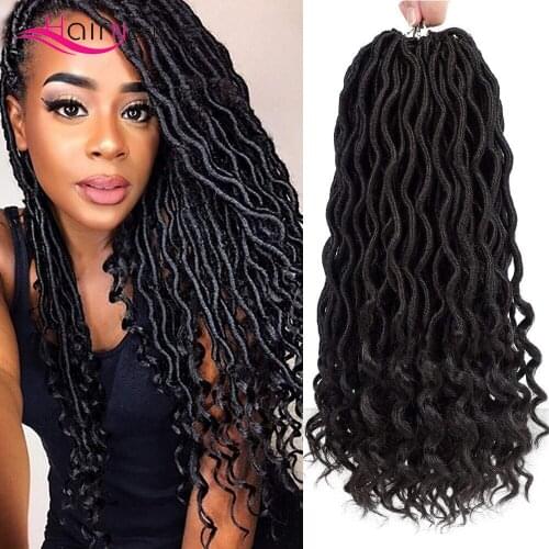 18inch Wavy Goddess Locs Crochet Hair Soft Goddess Crochet Braid Deep Wave Braiding Hair Curly Crochet Faux Locs Hair Extensions