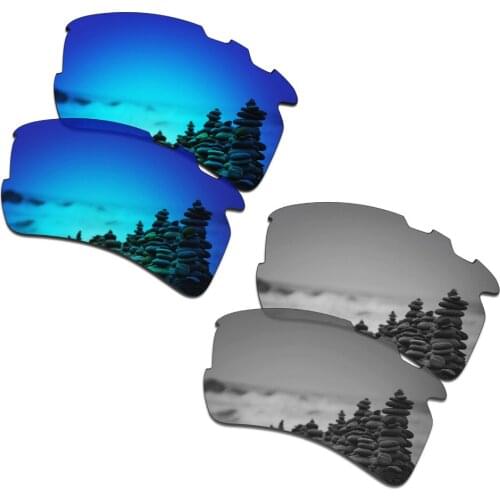 SmartVLT 2 Pairs Polarized Sunglasses Replacement Lenses for Oakley Flak 2.0 XL Vented Ice Blue and Silver Titanium