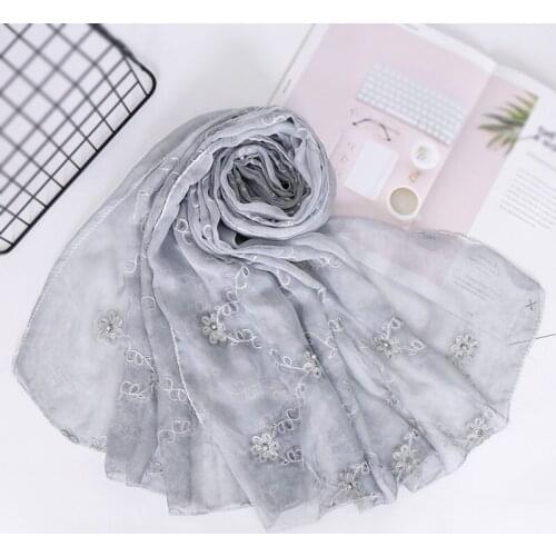 2019 New Scarf fashion joker embroidery flower pearl National Wind Long Scarves For Women Wrap Shawl Stole 70