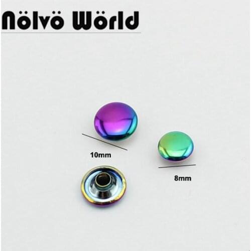 50-100pcs 3 size 6mm 8mm 10mm Single Side Rainbow Rivets Fasteners Bag Factory Accessories Shoes Straps Studs