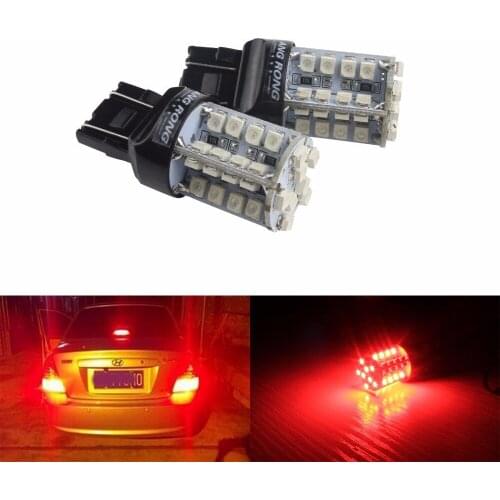 ANGRONG 2x High Power 580 582 7443 W21/5W LED 40 SMD Tail Stop Brake Light Daytime Running Light DRL Red (CA223x2)