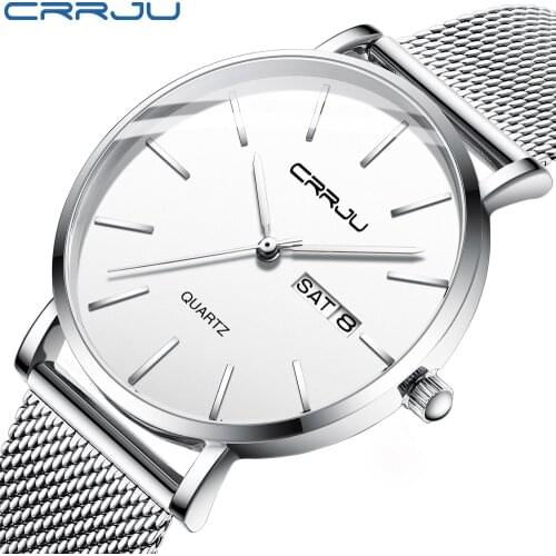 CRRJU New Women Fashion watches Top Brand Elegant Business Wristwatch Stainless Steel Charm Ladies Calendar Quartz Female Clock