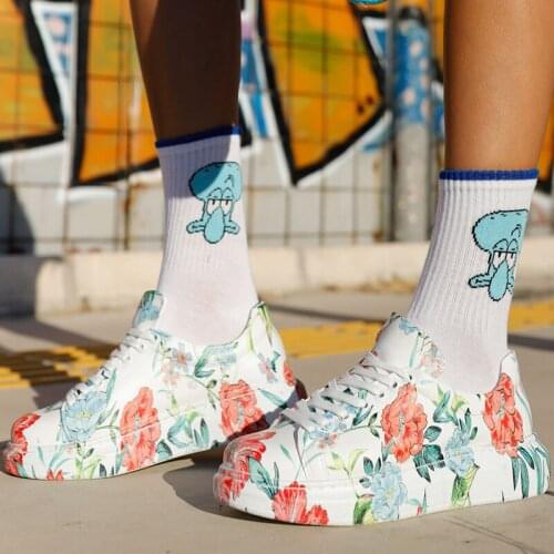 Chekich Womens & Mens Shoes Floral Pattern on White Faux Leather Lace Up Print Summer Season Unisex Casual Sneakers Comfortable Office University Colorful 2021 Fashion Daily Luxury Sewing Sole Wedding CH255 Women V1