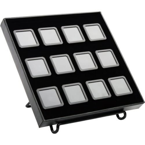 Hot sale Metal Square Gemstone Display Box Set Glass Top Diamond Gem Storage Box