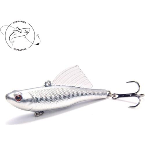 Artificial Pencil VIB 3D Eyes 6.5cm/17.2g Metal Plastic Hard Bait Wobblers Bass With Sharp Hook Wings Sinking Bionic Bait