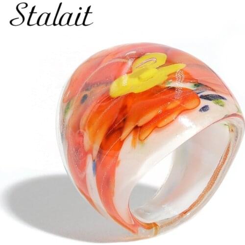 Dried Flower Style Wind Stacking Rings Colored Geometric Glazed Ring Unisex Street Jewelry Trendy Luxuri Design Fashion Ring