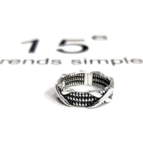Sole Memory Retro Thai Silver Creative Letter X Literary 925 Sterling Silver Female Resizable Opening Rings SRI352