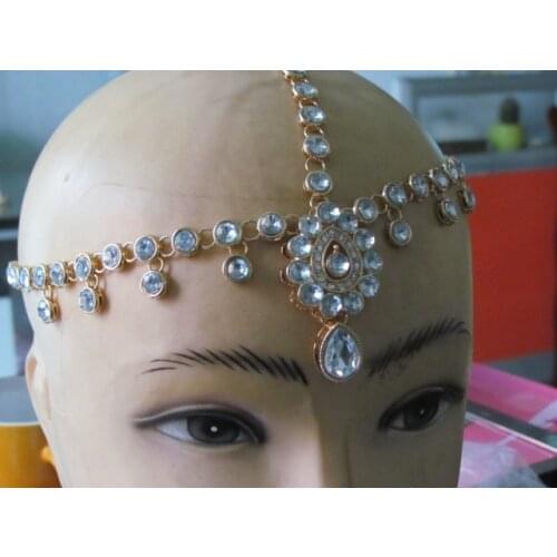 KUNDAN STONES matha patti hair style HAIR HEAD CHAIN HEADPIECE HEAD