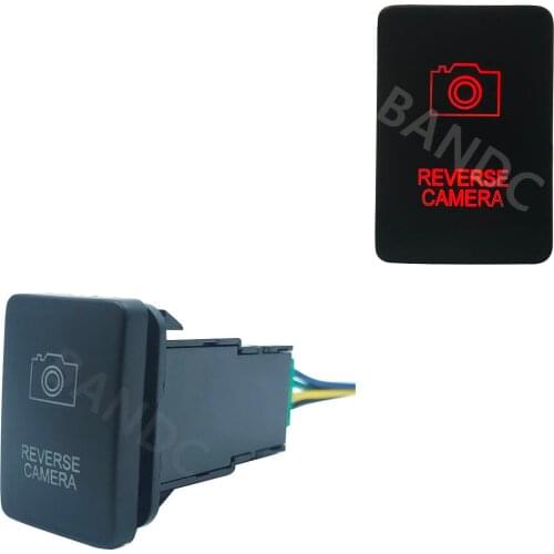 3Amp 12V Car Square Switch REVERSE CAMERA Push Switch Red Led Lights SPST On Off for Toyota RVA4 2006-2011, with Jumper Wire