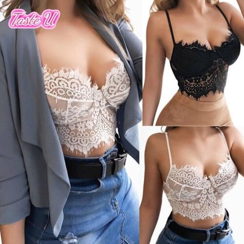 2021 Hot Sell Sexy Bra Set S-XXXL Plus Size Eyelashes Lace See-through Deep-V Erotic Bra Babydoll Ladies Camisole Sexy Lingerie