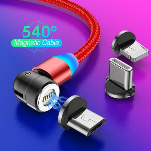 GTWIN 540 Rotate Magnetic Cable 3A Fast Charging Micro USB Type C Cable For iPhone Xiaomi Magnet Charger Phone Data Wire Cord