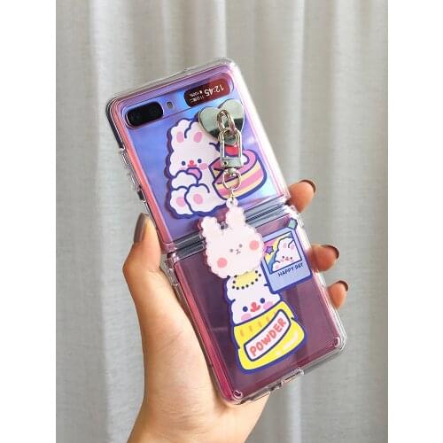Cute Cartoon Rabbit Pattern Folding Phone Case for Samsung Galaxy Z Flip Smart Cover for Samsung F7000 F7070 Galaxy Flip
