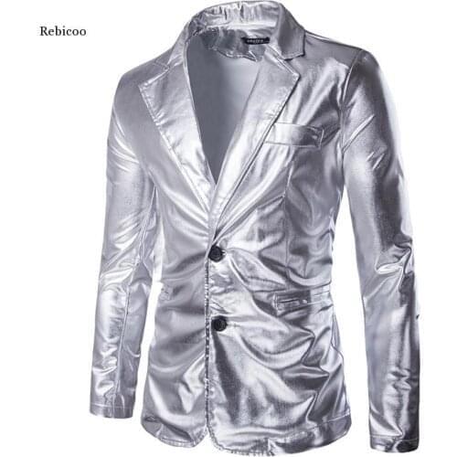 Men Golden jacket Blazer Performance Fitted jacket Silver Costume Nightclub Slim Autumn Winter Male Jacket Classic Party Blazer