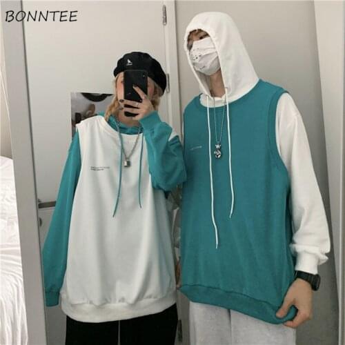 Oversized Hoodies Couples Loose Solid Long Sleeve Basic Sweatshirts Casual Korean Style All-match Simple Tops Hooded Pullovers