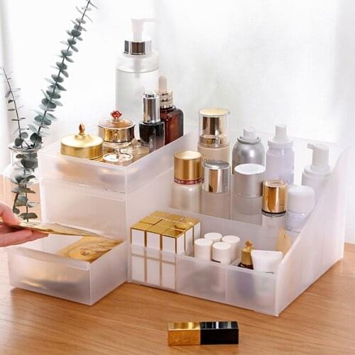 Lucency Large Capacity Makeup Organizer Cosmetic Storage Box Drawer Dressing Table Nail Polish Organizer