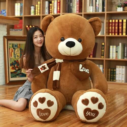 80/100CM High Quality 4 Colors Teddy Bear With Scarf Stuffed Animals Bear Plush Toys Teddy Bear Doll Lovers Birthday Baby Gift