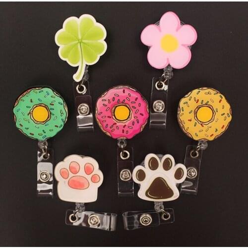 Doughnut & Footprint Style Retractable Badge Reel For Nurse & Doctor Card Holder Office & Hospital Supplies Boy & Girl Name Card