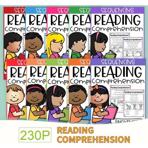 Sequencing Reading Comprehension for Kindergarten and First Grade Worksheets Learn English reading books Passages Workbooks Kids
