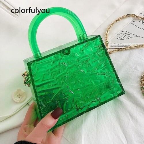 Transparent Acrylic Handbag mini Box Party Clutch Bags Candy colors Chain Purses Shoulder Bag for Women 2021 new Designer