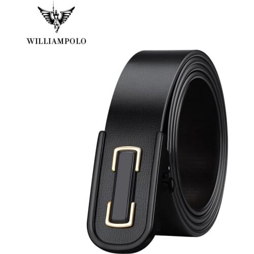 Williampolo Mens Belt Cow Leather Fashion Durable Automatic Buckle Solid Belts For Men 2020 Cinturones PL20142-43P