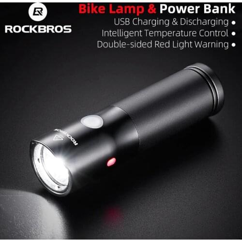 ROCKBROS Bicycle Light Led Waterproof USB Rechargeable Bike Light Side Warning 700 Lumens Flashlight Power Bank 2000mAh 5 Modes