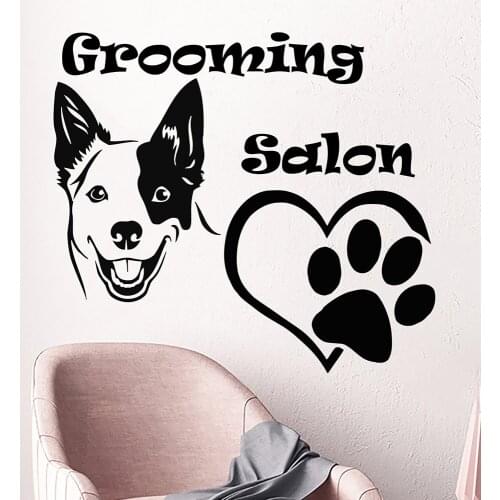 Grooming Salon Wall Decals Dog Footprint Wall Sticker Vinyl Removable Stickers Dog Grooming Salon Decor Design Wallpaper X899