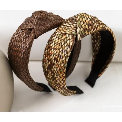 Vintage Sold Straw Braided Knot Bezel Hair Band Women Headbands Hair Clips Girls Hair Accessories Hairband opaska do wlosow