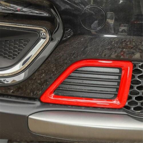 Yimaautotrims Front Bumper Air Condition Inlet Cover Trim 2 Pcs Fit For Jeep Cherokee 2019 ABS Bright Red Look Chromium Styling