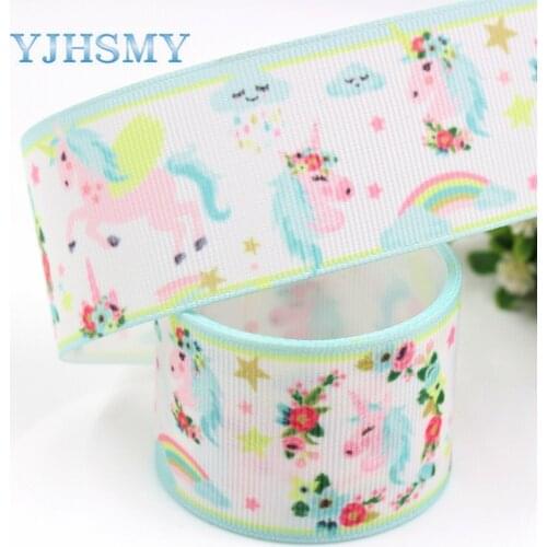 YJHSMY C-18131-223,38 mm 5 Yard Rainbow horse Printed grosgrain ribbons,DIY handmade Hair accessories wedding gift wrap Material