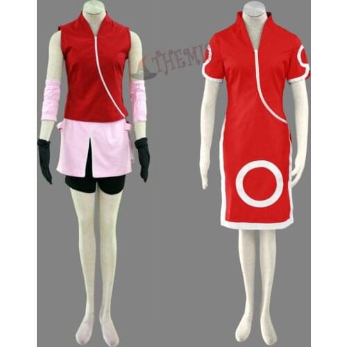 Athemis Haruno Sakura Cosplay Costume Red Lady Party Dresses Cheongsam with Orignal Black Headband Gift