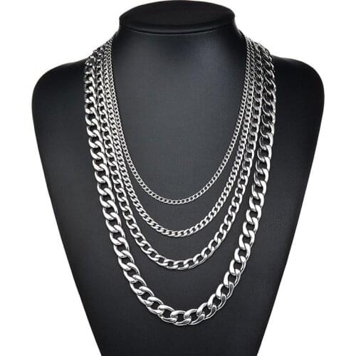 1 pezzo di 3mm/4.5mm/5mm/7.5mm di base Punk Collana In Acciaio Inox per Gli Uomini Le Donne Curb Cuban Link Catena Girocolli