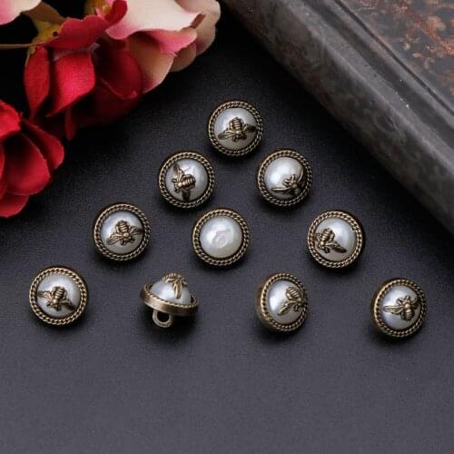 10Pcs 10mm Faux Pearl Bee Buttons For Sewing Overcoat Wedding Crafts Scrapbooking Embellishment DIY