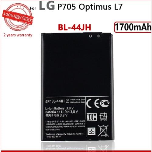 100% Original 1700mAh BL-44JH Battery for Mach LS860 Motion 4G MS770 Venice LG730 Splendor US730 P705 P700 Smart Phone Batteries