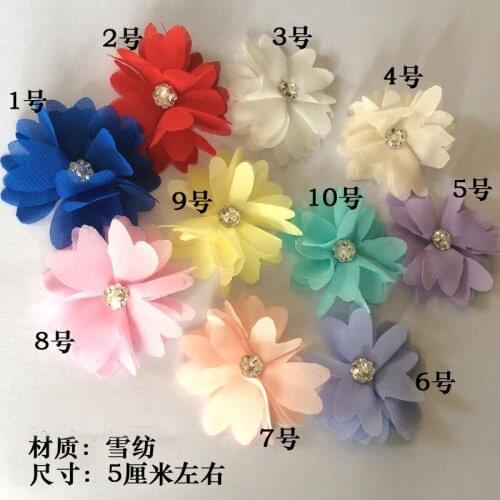 15Pcs/lot 5*5cm 10colors chiffon flowers floral patch bride wedding dress decoration headdress material fabric material A816