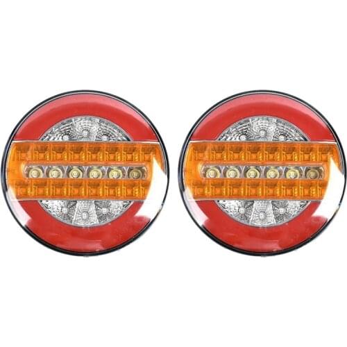 2Pcs 4Inch LED Trailer 24V Truck Tail Light Brake Light Warning Lights Car DRL Flow Turn Signal Lamp Strobe Light
