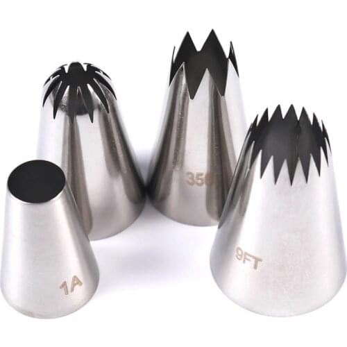 4Pcs Big Cream Icing Piping Nozzles Cake Baking Tools Stainless Steel Decorating Tips Set Bakeware Pastry Dessert Decorators