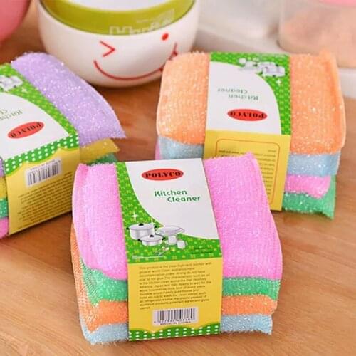 Cleaning Sponge Scrub Brush 4 Pcs Household Scouring Pad Dishwashing Sponge Cleaning Pad Sponge Cloth For Home Kitchen
