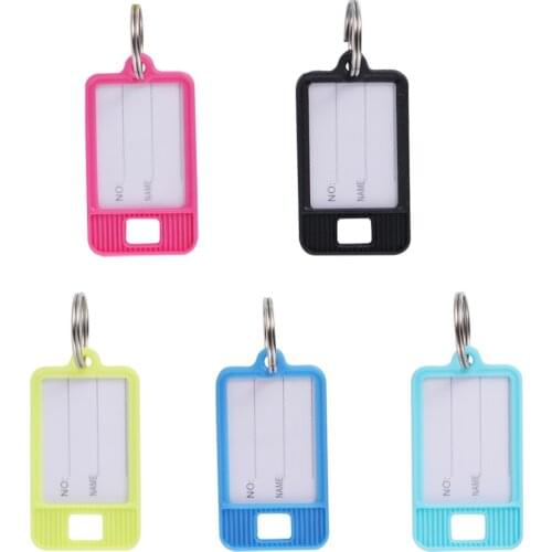 50pcs Plastic Custom Split Ring ID Key Tags Labels Key Chains Key Rings Numbered Name Baggage Luggage Tags(Mixed Color)