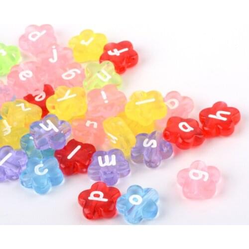 500g Transparent Acrylic Flower Letter Beads Mixed Color 11.5x11.5x4mm, Hole: 2mm, about 1300pcs/500g