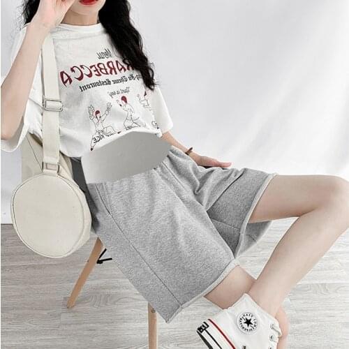 586# Summer Thin Maternity Straight Half Pants Wide Leg Loose Belly Shorts Clothes for Pregnant Women Sports Casual Pregnancy