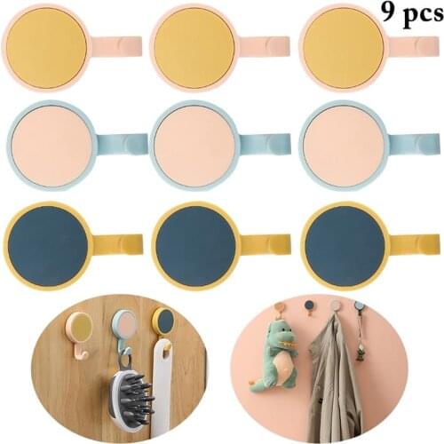 9PCS High Quality Wall Hook Heavy Duty 360° Rotatable Self-adhesive Hook Hats Bag Key Wall Hanger for Kitchen Bathroom