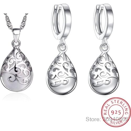 925 Sterling Silver Hot Sale Jewelry Sets Moonstone Opal Tears Totem Earrings Necklace Sets For Women S-N83 S-E321