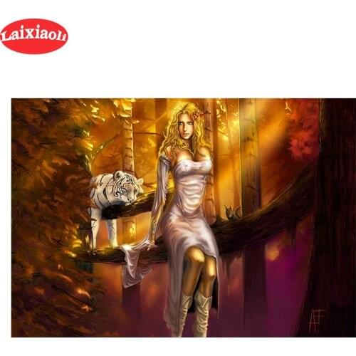 DIY Full Square Round Drill Forest tiger and woman Cross Stitch Diamond Painting Snake Mosaic Embroidery Rhinestone Home Decor
